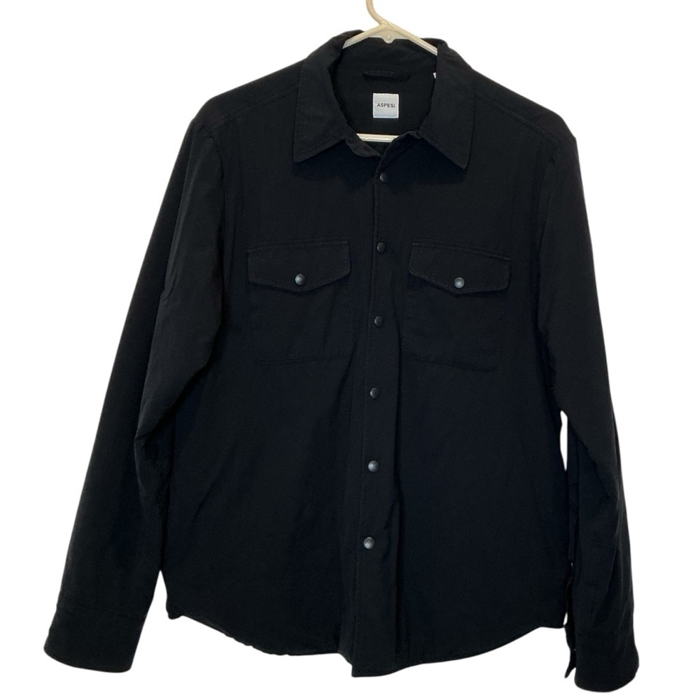 Aspesi Thermal Long Sleeve Button Down Shirt Black Size Medium